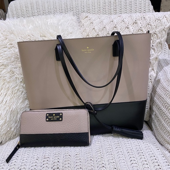 Kate Spade two-tones tote and wallet - Picture 1 of 6